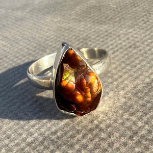 Authentic Natural Fire Agate Ring, 925 Sterling Silver Ring, Fire Agate Handmade Dainty Ring, Fire Agate Bohemian Jewelry, Size - 8 US