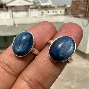 Genuine Blue Kyanite Ring, 925 Sterling Silver Ring, Simple Kyanite Crystal Statement Ring, Kyanite Promise Ring, Kyanite Handmade Jewelry