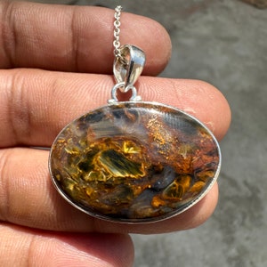 Natural Namibian Pietersite Gemstone Pendant Necklace, 925 Sterling Silver Necklace, Handmade Pietersite Gemstone Jewelry, Gift for her