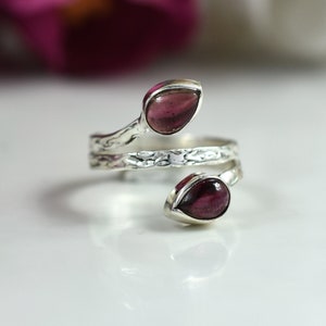 Genuine Garnet Ring, 925 Sterling Silver Ring, Natural Garnet Stone Ring, January Birthstone Red Garnet Ring, Promise Ring, Gift for her