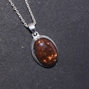 Handmade Mexican Fire Agate Pendant: Sterling Silver Oval Necklace