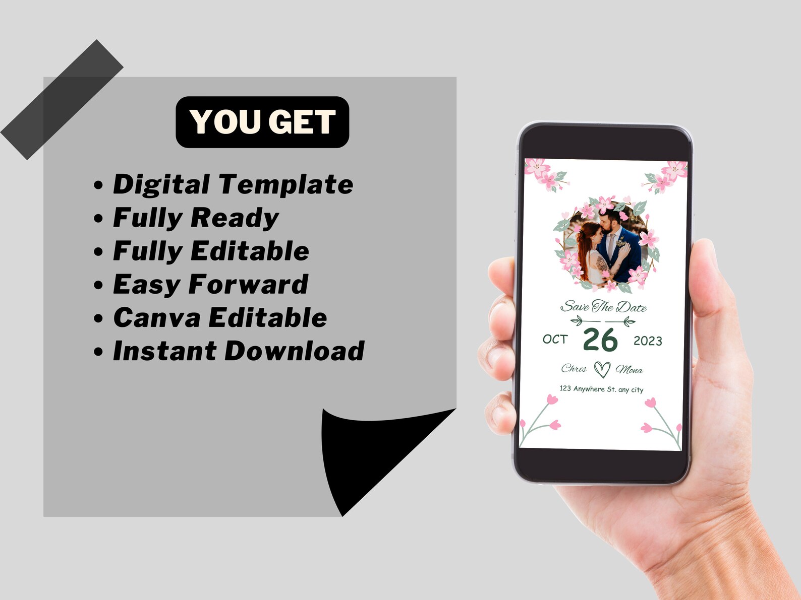 Editable Digital Wedding Invitation Card Canva Template, Marriage Card