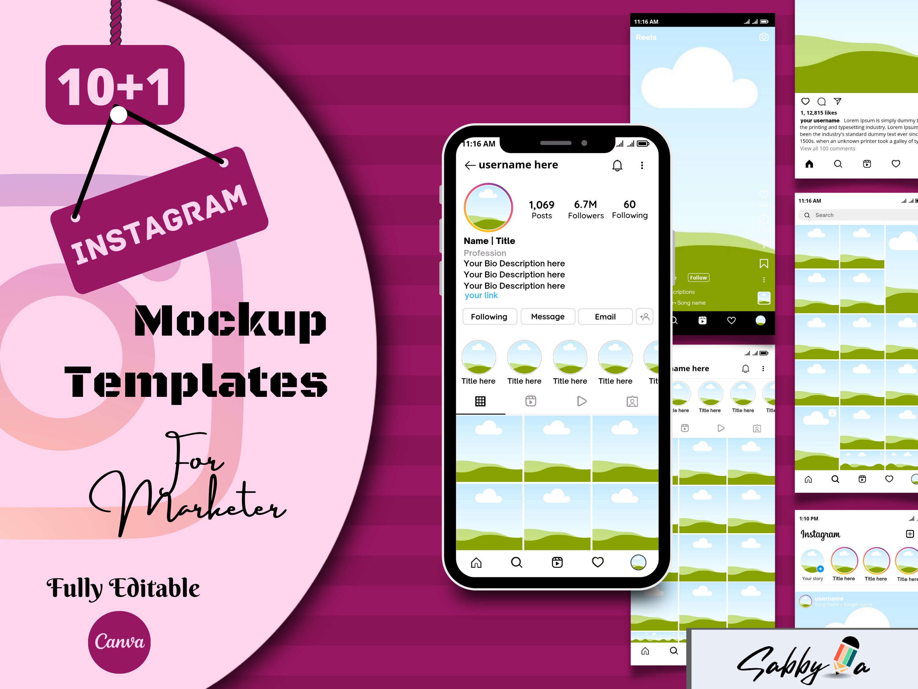 11 Instagram Mockup Bundle Canva Template Instagram Template Etsy
