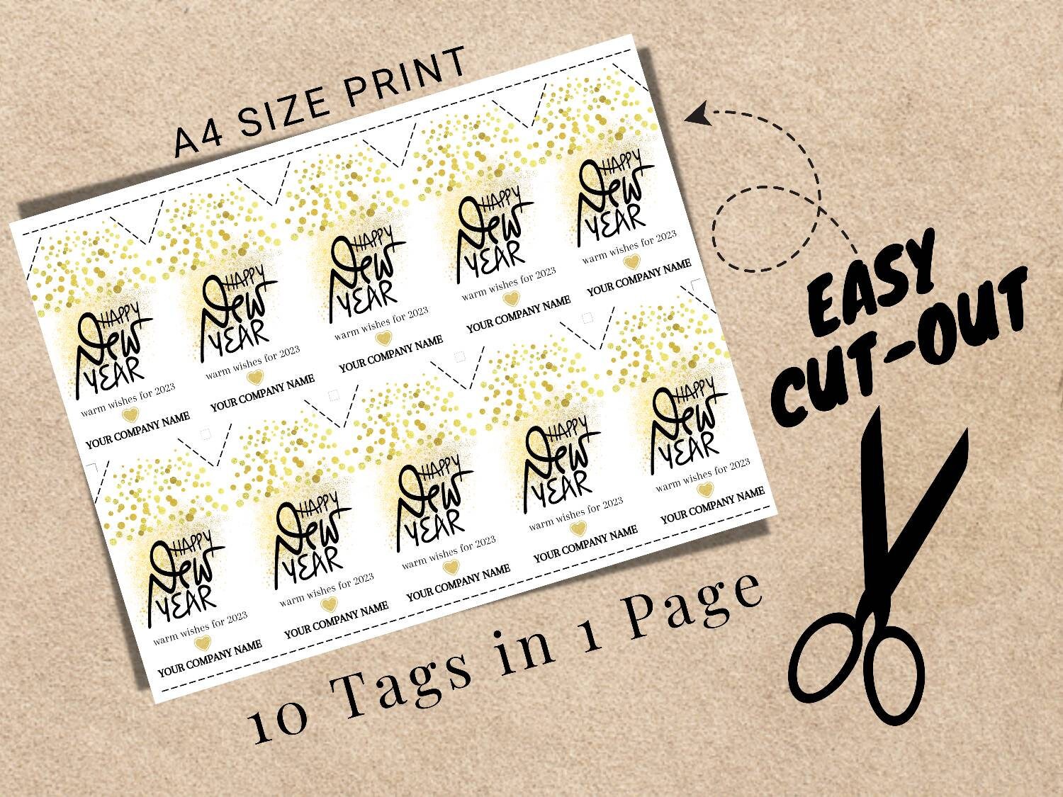 Printable Happy New Year Gift Tag, New Year's Eve Gift Tag Template ...