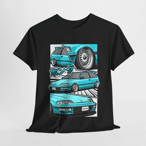 JDM Car Enthusiast Tee, Honda Civic Art T-Shirt, Anime Manga Style Unisex Shirt, Tuner Culture Gift, Turbo Life Apparel
