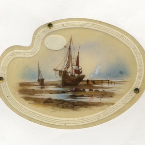 Segelboot am Strand – Original Aquarell vom Ende des 19.Jhs