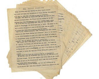 Ernest Hanley Protheroe Drawing 1920s Original Typescript for Budge and Betty Fairy Town 'Fairy Fancies' Children's Story