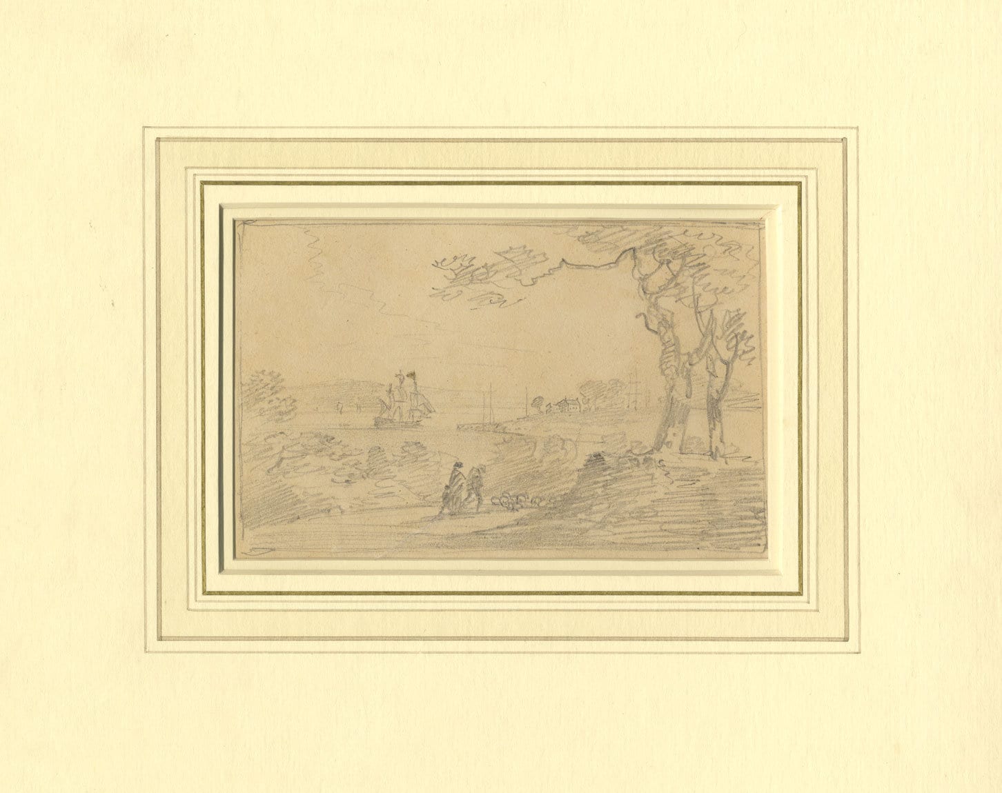 William Payne AOWS Graphite Drawing c.1808 Greenhithe Kent Original