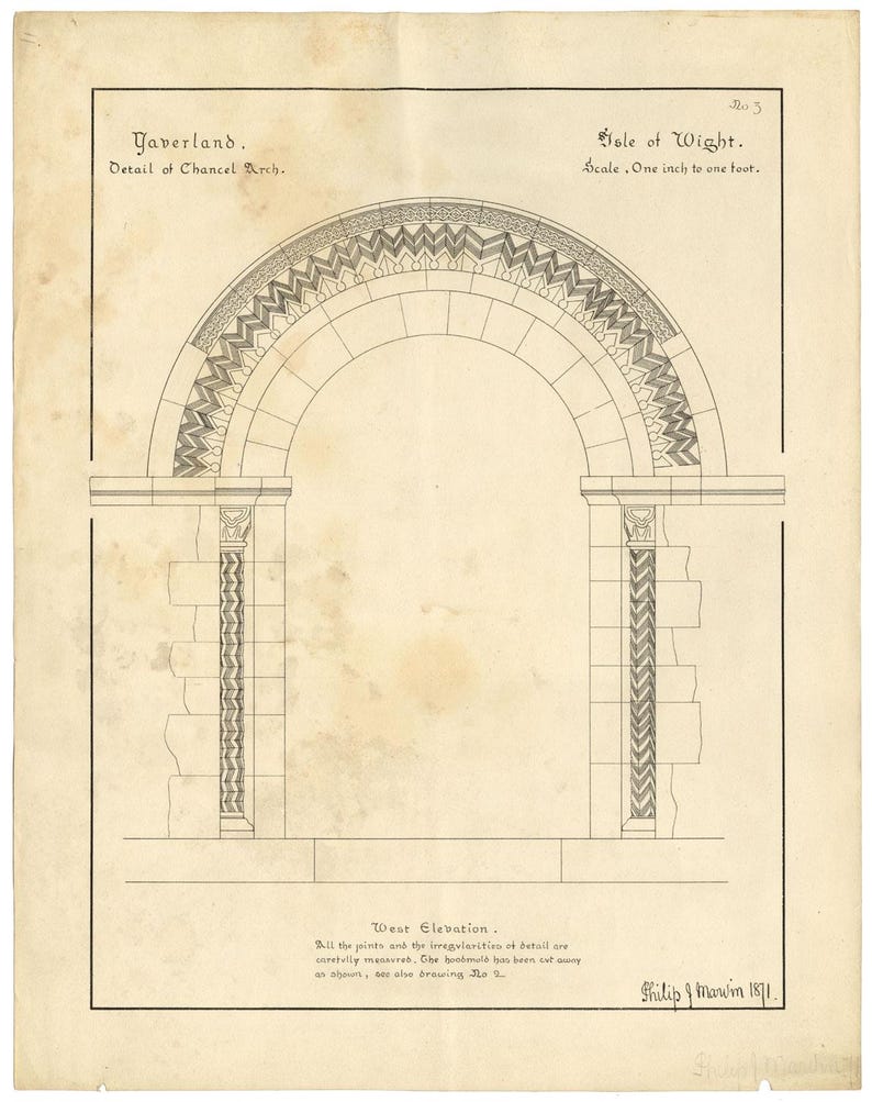 Architectural Elevation Chancel Arch Yaverland Church Isle Wight ...