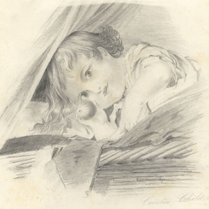 Portrait Cezilia Child III – Original Bleistiftzeichnung des späten 19.Jh
