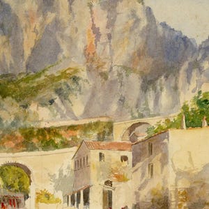 Waschen Port Saint-Louis Menton Cote d&#39;Azur Frankreich Gemälde um 1880 A. Grigg