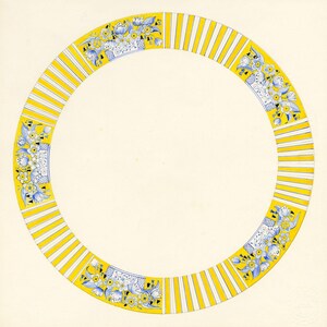 Plato de cerámica azul y blanca de Poole Pottery, diseño pintado en 1989 por Elaine Williamson