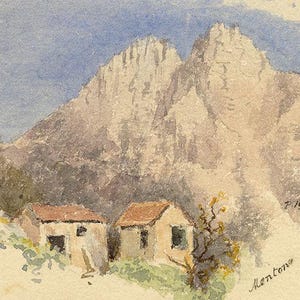 Menton Cliffs Cote d'Azur French Riviera Watercolour Painting 1900 F. Paterson