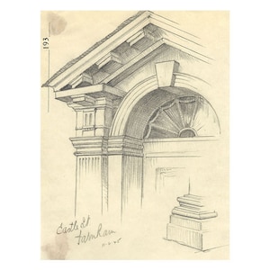 Kenneth E. Wootton, Architecture on Castle Street, Farnham–1945 graphite drawing