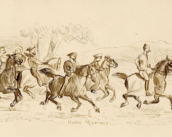 Horse Marines – Original 19th-century pen & ink drawing