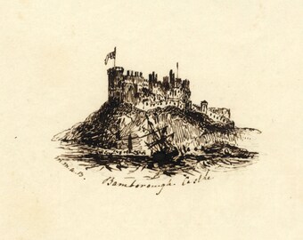 ノーマン・アーチの地形スケッチ 水彩画 1839年 M.G.S. ロバーツ