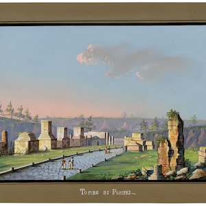 Italian School, Street of Tombs, Pompeii, Italy – early C19th gouache veduta