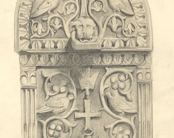 Ellen M. Murray Thomson, Byzantine Ornament – Original c.1910s graphite drawing