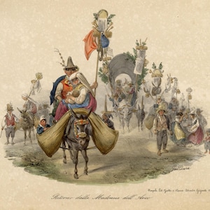 Gaetano Dura, Ritorno della Madonna dell&#39;Arco – early 19th-century lithograph