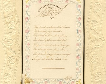 Miniatura manuscrita do poema 'Bem-aventurados os mortos', desenho a caneta e tinta, meados do século XIX, H.B.