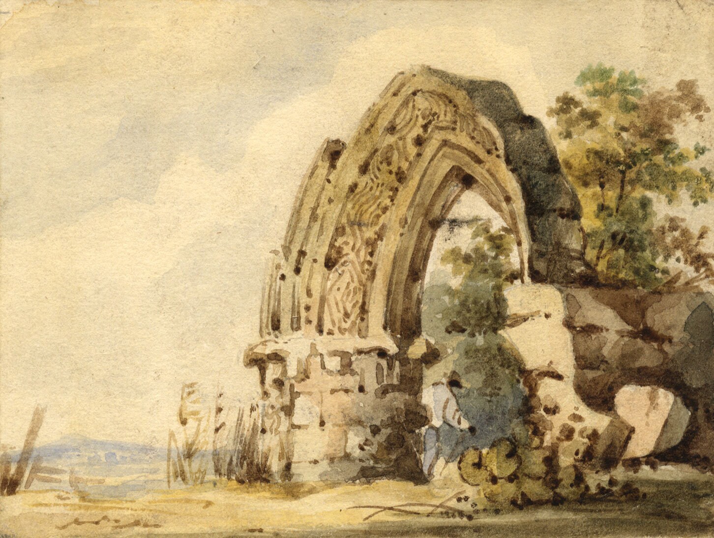 ノーマン・アーチの地形スケッチ 水彩画 1839年 M.G.S. ロバーツ