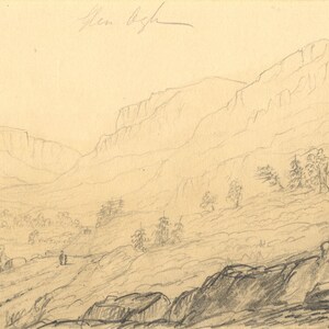 Alfred Swaine Taylor, Glen Ogle, Schotland - Originele grafiettekening uit 1833