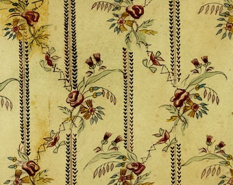 Mid-century Modern Textile Design – 18th-century French Floral ink drawing 1953