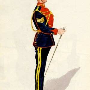 Sargento, quinto lancero real irlandés, estación Holyhead, Anglesey - acuarela de 1912