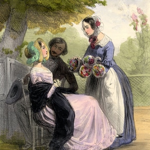 Alfred André Géniole, La Bouquetière from Les Femmes de Paris –1850 lithograph