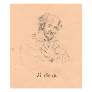 Portrait of Rubens after Peter Paul Rubens – Original c.1830 pen & ink drawing