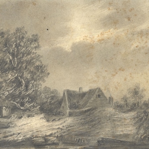 Alfred Swaine Taylor, Cottage naar Jacob van Ruisdael – grafiettekening uit 1829