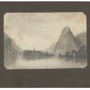 Alfred Swaine Taylor, Rolandseck & Drachenfels, Rijn – grafiettekening uit 1829