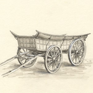 Claire Rome, Four Wheeled Trap - Original mid-20th-century watercolour painting