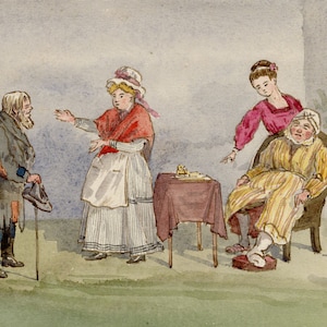 George J. Cayley, Amateur Dramatics at Col Playfair&#39;s, Algiers –1874 watercolour
