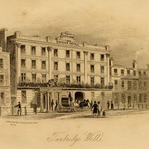 Royal Victorian & Sussex Hotel, Tunbridge Wells, Kent – 1840 engraving print