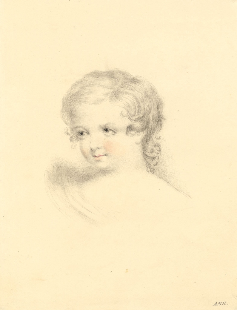 A.M.H., Portrait of a Sweet Young Child – Early 19th-century Graphite ...