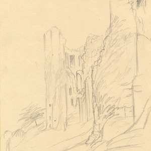 Alfred Swaine Taylor, Kenilworth Castle, Warwickshire – grafiettekening uit 1833