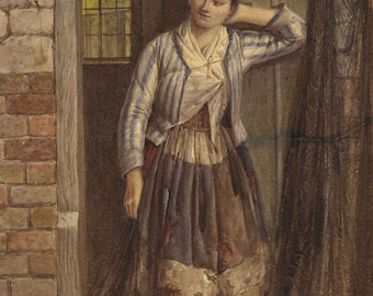 Frederick Albert Slocombe, Breton Fishergirl in a Doorway – C19th watercolour