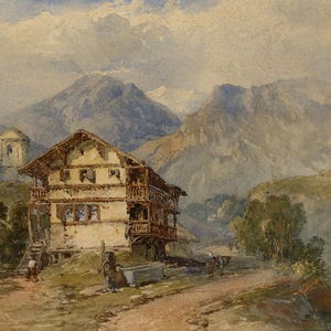James Duffield Harding OWS, Chalet in the Swiss Alps – mid-C19th watercolour