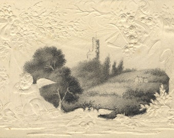 The Prince's Tower at La Hougue Bie, Jersey –Early 19th-century graphite drawing