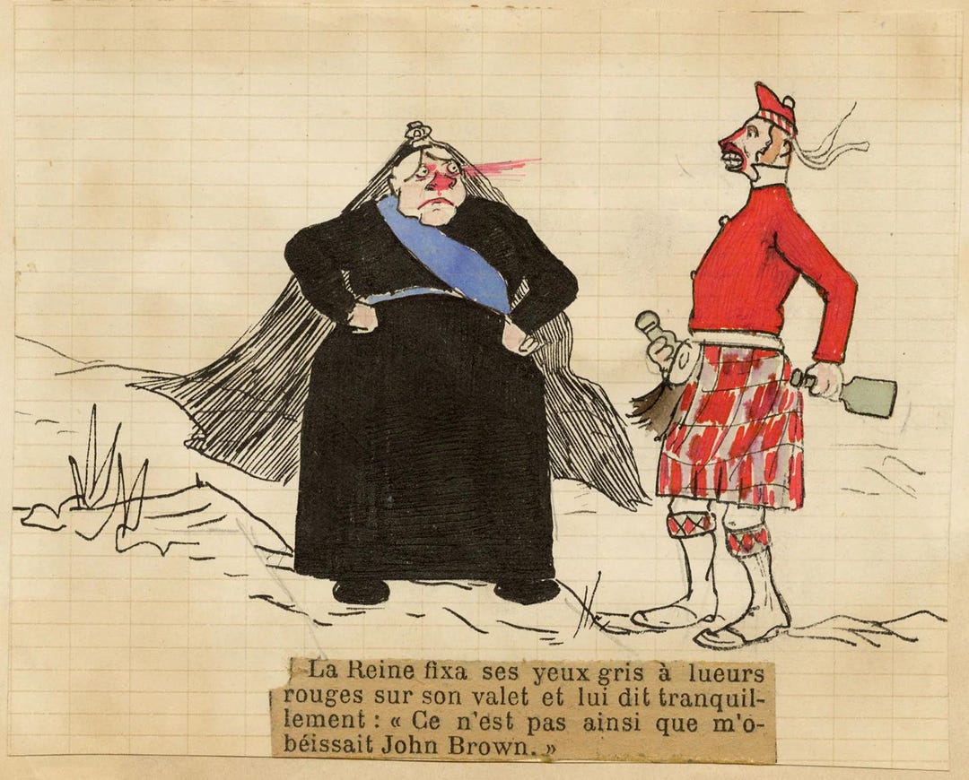 Queen Victoria John Brown Cartoon Drawing C.1890 ET Vieux - Etsy