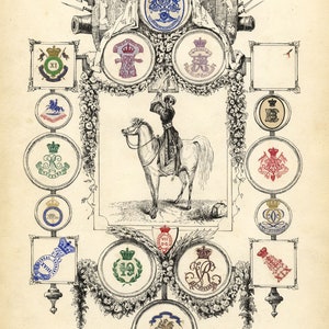 Album Héraldique Hussars Military Crests – mid-C19th engraving & drawing