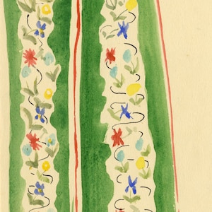 Jean Mary Ogilvie, Art Deco Ditsy Flower Stripe Design – gouacheschilderij uit de jaren dertig