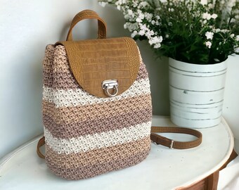 Crochet Backpack, Modern Stylish Backpack, Gift for Her (ASTI)