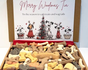 Caja de golosinas navideñas personalizada para perros, regalo festivo personalizado para perros, golosinas navideñas para cachorros, regalo de Navidad para perros, rellenos para calcetines navideños