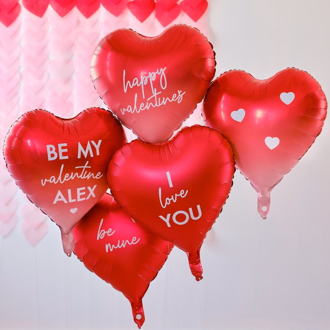 5 Customisable Red Heart Balloons, Valentines Day Decorations ...