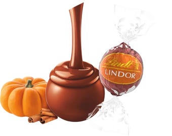 Tartufi di cioccolato al latte Lindt Lindor al gusto di zucca e spezie, regalo di cioccolato per Halloween, bomboniere per feste di Halloween per bambini, dolcetto o scherzetto, bomboniere per matrimoni