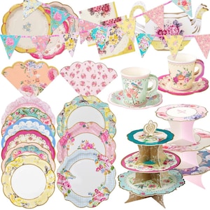 Articles floraux pour fête, Décorations florales d'anniversaire, Goûter de l'après-midi, Articles de mariage, Shower de bébé, Shower de bébé, Shower de bébé, Vaisselle pour enterrement de vie de jeune fille