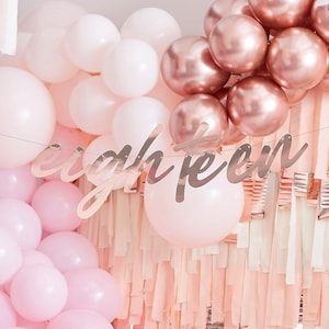 Rose Gold 18th Birthday Banner, Eighteen Birthday Sign, 18th Birthday Decorations, Rose Gold Birthday Party Decorations, 18 Birthday Bunting