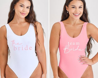Hen Party Swimsuit, Team Bride Swimsuit, Bride to be Gift, Bridesmaid Gifts, Bachelorette Party Favours, Hen Party Decor, Hen Party Swimwear